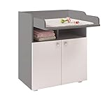 Polini Kids Baby Wickelkommode Wickeltisch grau-weiß Klappbare Wickelfläche