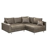 riess-ambiente.de Moderne Wohnlandschaft Kent 220cm Taupe Ecksofa Federkern inkl. Hocker und Kissen Sofa Couch Eckcouch