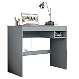 MADESA Kleiner Schreibtisch, Computertisch, Arbeitsschreibtisch, PC-Tisch, Bürotisch mit Ablageregal fürs Büro, Home Office oder Wohnzimmer - Grau