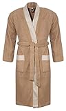 Class Home Collection Unisex Damen Herren Bademantel | Morgenmantel Kimono | Saunamantel 100% Baumwolle mit aufgesetzten Taschen und Gürtel | Oeko-TEX® Standard zertifiziert | Ekol Beige Gr. M