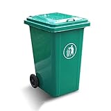 PTTRNS Outdoor Mülleimer Outdoor-Mülleimer-Dose 240l Eisen-Mülleimer mit Rädern Flip-Deckel mit hoher Kapazität Mülleimer mit doppelten Griffe und Anhängerteilen, grün Mülltonnen