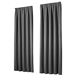 heimtexland ® Thermovorhang 2er Set Verdunkelungsvorhang Kräuselband Blickdicht Dekoschal Verdunkelnd Isolierend Typ139 Dunkelgrau HxB 245x135 cm 2 Stück