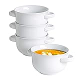 UNICASA Suppenschalen 4er Set, Suppenschale mit Henkel für 4 Personen aus Porzellan Müslischale, Suppentassen - Set 4 x 650ml