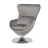 Mingone Sessel Ergonomisch Loungesessel Relaxsessel Modern Samt Stuhl mit Kissen Drehbar Einzelsofa im Wohnzimmer Retro-Design (Dunkelgrau)