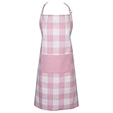 XZincer Pink Buffalo Check Kochschürze Pink Karierter Schürzenausschnitt und Gürtelschürze Kochschürzen für Damen Herren Faltbrett 3 Stück Für Erwachsene (Pink, One Size)