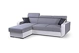 mb-moebel Ecksofa mit Schlaffunktion Eckcouch mit Bettkasten Sofa Couch Wohnlandschaft L-Form Polsterecke Pedro (Hellgrau + Weiß, Ecksofa Links)