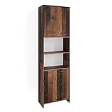 Vicco Badschrank Badezimmerschrank Hochschrank Maris Old Style 56x190 cm modern Aufbewahrungsschrank Badregal Beistellschrank Mehrzweckschrank Doppeltürenschrank