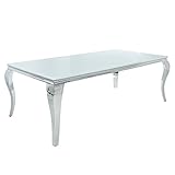 riess-ambiente.de Eleganter Design Esstisch MODERN BAROCK 200cm weiß Edelstahl Opalglas Tischplatte Konferenztisch Tisch