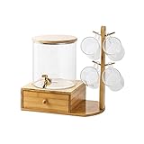 Wasserkrüge Glas Wasserkrug mit Hahn Holz Tassen Halter Haushalt Tee Set Große Kapazität Kaltwasser Teekanne for hausgemachte Saft Eistee (5L) Teeecker (Color : Transparent)