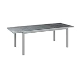 greemotion Ausziehtisch Monza, Glastischplatte, Keramiklook, 160/240 x 75 x 90cm, Silber / Grau