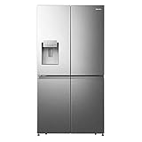 Hisense RQ760N4AIE Cross Door Kühl-Gefrierkombination /178,5 cm/Inverter Kompressor/Total NoFrost/Multi Air Flow/Wasserspender/Kühlteil 352 l/Gefrierteil 232 l/Inox-Look, Edelstahl