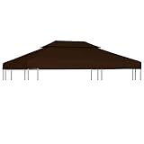 BULANED Pavillon-Dachplane mit Kaminabzug, Ersatzdach Pavillon, Dach Für Pavillon, Pavillondach, 310 g/m² 4x3 m Braun