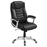 SONGMICS Ergonomischer Bürostuhl, höhenverstellbarer Drehstuhl,Kunstleder, robust, stabil und langlebig, schwarz, OBG21B, 52 x 53 x 122 cm