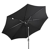 LOERSS Terrassenschirm,Regenschirm für draußen,Tischschirm,Terrassenschirm,mit Kurbel,für Markt Garten Tisch Cafe Hof Pool Deck(3m/118in,黑色)