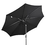 LOERSS Terrassenschirm,Regenschirm für draußen,Tischschirm,Terrassenschirm,mit Kurbel,für Markt Garten Tisch Cafe Hof Pool Deck(3m/118in,黑色)