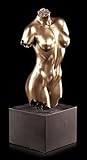 Edle Weibliche Akt Figur - Torso auf schwarzem Monolith | Veronese Statue Bronze-Optik