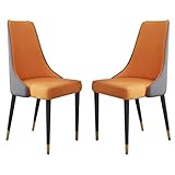 Schminkstuhl, Küche, Mikrofaser-Leder, Esszimmerstühle, 2er-Set, Schlafzimmer, Zimmer, Balkon, Sofa, Stuhl, Eisenbeine, Schminktisch, Make-up-Stuhl (Farbe: Grau, Orange)