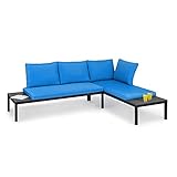 blumfeldt Cartagena Lounger, Gartenbänke, Lounge-Set: 2 Zweisitzer + Tisch / 2 Auflagen / 4 Kissen, modular, Sitzgarnitur: für 4-6 Personen/Loungeliege: für 2 Personen, blau