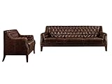 Vente-unique - Couchgarnitur Leder 3+2 Colbert - Braun