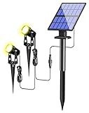 FLOWood Solar Gartenleuchte, 2 in 1 Solarstrahler Solarlampen für Garten, Aluminium-Werkstoffe Wasserdicht LED Solarlampe Außen Solarleuchte, Auto-on/off für Bäume,Sträucher,Gartenweg, Warmes Licht