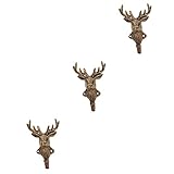 Cabilock 3 Stück Gusseisen-Geweihhaken Dekorativer Wandhaken Vintage-Kleiderbügel Robuster Schal-Kleiderbügel Kleiderständer Für Zuhause Wand-Kleiderbügel Heimhaken Heim-Eisenhaken