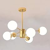 FBITE FXJ Moderne Lustre Kronleuchter Wohnzimmer Schlafzimmer Decke E27 LED Einstellbare Kugel Glas Hängen Lampe Esszimmer Beleuchtung Leuchten