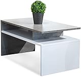 MeblePitus.pl Weiß/Beton glänzender Couchtisch für das Wohnzimmer - modernistischer Look, minimalistischer Stil - Betonelement glänzender Couchtisch