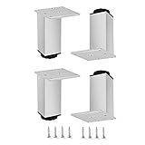 Möbelbeine Tischfüße Verstellbare Sofafüße, Möbelbeine aus Aluminiumlegierung, Ersatzfüße aus Metall, mit Befestigungsschrauben, Schwarze quadratische Möbelbeine, for Nacht-/TV-Schränke, Hocker, Beist