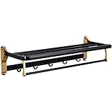 Badetuch Regal Creative Handtuchhalter Space Aluminium，Wandmontierter multifunktionaler Handtuchhalter，Hängendes Badezimmer-Aufbewahrungshalter-Zubehör，Schwarz Robust