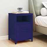 JUNZAI Nachttisch, Nachtschrank, Nachtkästchen, Bedside Table, Komodenschrank, Nachtkommode, Beistelltisch, Nightstand, Schlafzimmer Möbel, Marineblau 35x35x51 cm Stahl