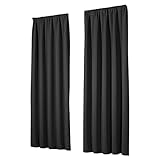 heimtexland ® Thermovorhang 2er Set Verdunkelungsvorhang Kräuselband Blickdicht Verdunklungsgardine Schalldämmend Typ139 Schwarz HxB 245x135 cm 2 Stück