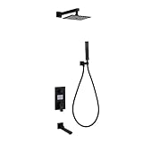 Ksunun Duscharmatur Komplettset, Unterputz-Duschset, Duschsystem Inkl.Duschkopf Regendusche, Handbrause, MessingköRper Mit Temperaturanzeige, Duschamaturenset Regendusche, Dusche Regendusche Set