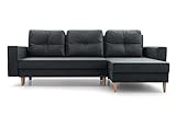 Ecksofa mit Schlaffunktion und Bettkasten Ottomane Links als auch rechts montierbar Couch für Wohnzimmer, Schlafsofa Sofagarnitur Sofa Eckcouch L-Form 232x137x84 cm Carl Dunkelgrau Grau