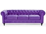 Beliani Klassisches Chesterfield Sofa Samtstoff Polstersofa violett Chesterfield