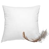 wometo Federkissen 100% Federn 80x80 cm -1200g oekoTex Kissen Füllkissen Bezug Baumwolle weiß I Innenkissen/Kissenfüllung/Kopfkissen (viele Maße)