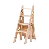 Haushalt Klappleiter Stuhl Multifunktionale Leiter Stuhl Indoor und Outdoor Holz Tragbare Leiter Stuhl zum Klettern (Burlywood)