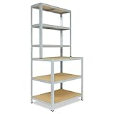 shelfplaza® 190x80x60cm Home Werkbank Regal Schwerlast verzinkt mit 6 Böden à 145kg Tragkraft/Metall Schwerlast Steckregal Schwerlastregal Stufenregal Metall Regalsystem/Regale Lagerregale