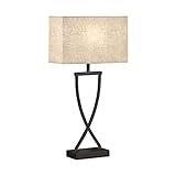 Fischer & Honsel|Tischleuchte, Anni|sandschwarz|Stoffschirm|sandfarben Leinen|L: 27,00 cm, B: 12,00 cm, H: 51,00 cm|mit Schnurschalter|1x E27 max. 40,0 Watt|50638