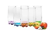 Trinkgläser aus Glas 350ml Set 6 Teilig bunter Boden Wassergläser Saftgläser Longdrinkgläser Frühstücksglas groß