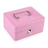 Sicherheitsbox Geldkassette Safe-1Pc Mini Portable Steel Petty Lockable Bargeld Geldmünze Safe Safe Box Haushalt(Rosa)