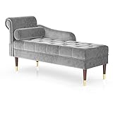 Vesgantti Chaiselongue Samt Recamiere Premium Schlafsofa Relaxliege Sessel Minimalismus Armlehnensofa mit Zylindrisches Lendenkissen