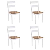 BULANED Esszimmerstühle 4 STK., Küchenstühle, Essstühle, Esstisch Stühle, Dining Chairs, Armlehnstuhl, Living Room Chair, Stühle Esszimmer Set, Weiß Kautschukbaum Massivholz