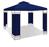 KESSER® - Pavillon 3x3m wasserabweisend UV-Schutz 50+ Metall Gestell Partyzelt Gartenzelt Luxus Gartenpavillon 9m² Festzelt, Navyblau