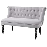 HOMCOM 2-Sitzer Couch Stoffsofa Polstersofa Sitzmöbel Loveseat Vintage Holz Grau 120 x 67 x 78 cm