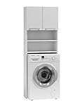 ADGO Pola Schrank für eine Waschmaschine, Schrank für EIN Badezimmer, Toilettenregal, Waschmaschinenüberbau, Badezimmerschrank, Waschmaschinenschrank, Überbau Badschrank Hochschrank (Weiß)
