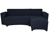 SODERBERGH Sofahusse Ecksofa Recamiere Stretch Bezug Dekoration Couch Polstersofa, Farbe Hussen:Dark Gray 229, Größe:Recamiere rechts