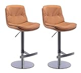 Barhocker Bistrohocker Drehbarer Barstuhl mit Kücheninsel-Barhockern mit Rückenlehne, Höhenverstellbar, Titanschwarz, Gebürsteter Edelstahl, Nappaleder Mit Schwerer Basis, für Bar, Café, Wohnzimmer (