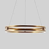 PERTID LED-Pendelleuchte, dimmbar, goldfarben, gebürstet, Esszimmer-Hängelampe, 60 W, Aluminiumring, Schlafzimmer-Kronleuchter für Küche, Wohnzimmer, Arbeitszimmer