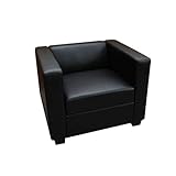 Mendler Sessel Loungesessel Lille - Leder, schwarz