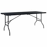 Tidyard Klappbar Gartentisch Buffettisch Tisch klappbar Campingtisch Partytisch Klapptisch Gartenmöbel Tisch für Garten, Terrasse und Balkon, Schwarz 180×75×72 cm HDPE Rattan-Optik